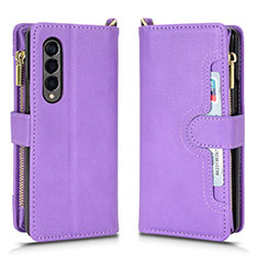 Custodia Portafoglio In Pelle Cover con Supporto BY8 per Samsung Galaxy Z Fold3 5G Viola