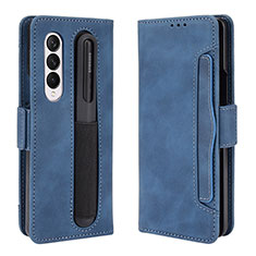 Custodia Portafoglio In Pelle Cover con Supporto BY9 per Samsung Galaxy Z Fold4 5G Blu