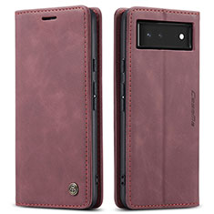 Custodia Portafoglio In Pelle Cover con Supporto C01S per Google Pixel 6 5G Rosso Rosa