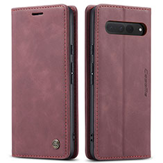 Custodia Portafoglio In Pelle Cover con Supporto C01S per Google Pixel 7 Pro 5G Rosso Rosa