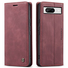 Custodia Portafoglio In Pelle Cover con Supporto C01S per Google Pixel 8 5G Rosso Rosa