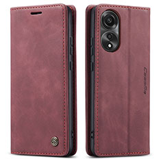 Custodia Portafoglio In Pelle Cover con Supporto C01S per Oppo A78 4G Rosso Rosa