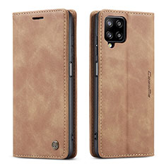 Custodia Portafoglio In Pelle Cover con Supporto C01S per Samsung Galaxy A12 Marrone Chiaro