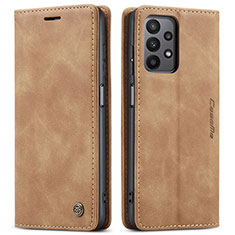 Custodia Portafoglio In Pelle Cover con Supporto C01S per Samsung Galaxy A23 4G Marrone Chiaro
