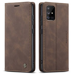 Custodia Portafoglio In Pelle Cover con Supporto C01S per Samsung Galaxy A51 4G Marrone