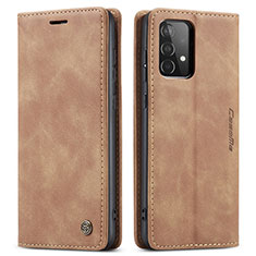 Custodia Portafoglio In Pelle Cover con Supporto C01S per Samsung Galaxy A52 4G Marrone Chiaro