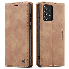 Custodia Portafoglio In Pelle Cover con Supporto C01S per Samsung Galaxy A72 4G Marrone Chiaro