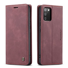 Custodia Portafoglio In Pelle Cover con Supporto C01S per Samsung Galaxy F02S SM-E025F Rosso Rosa
