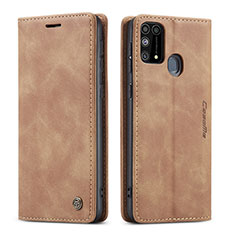 Custodia Portafoglio In Pelle Cover con Supporto C01S per Samsung Galaxy M21s Marrone Chiaro
