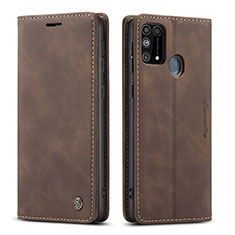 Custodia Portafoglio In Pelle Cover con Supporto C01S per Samsung Galaxy M31 Marrone