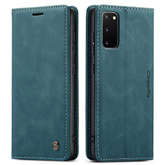 Custodia Portafoglio In Pelle Cover con Supporto C01S per Samsung Galaxy S20 Blu