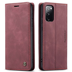 Custodia Portafoglio In Pelle Cover con Supporto C01S per Samsung Galaxy S20 FE 4G Rosso Rosa