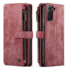 Custodia Portafoglio In Pelle Cover con Supporto C01S per Samsung Galaxy S22 5G Rosso