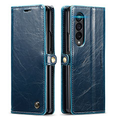 Custodia Portafoglio In Pelle Cover con Supporto C01S per Samsung Galaxy Z Fold4 5G Blu