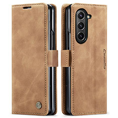 Custodia Portafoglio In Pelle Cover con Supporto C01S per Samsung Galaxy Z Fold5 5G Marrone Chiaro