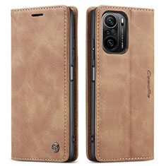 Custodia Portafoglio In Pelle Cover con Supporto C01S per Xiaomi Mi 11i 5G Marrone Chiaro