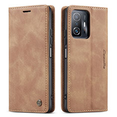 Custodia Portafoglio In Pelle Cover con Supporto C01S per Xiaomi Mi 11T 5G Marrone Chiaro