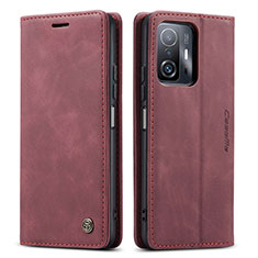 Custodia Portafoglio In Pelle Cover con Supporto C01S per Xiaomi Mi 11T 5G Rosso Rosa
