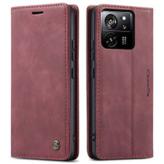 Custodia Portafoglio In Pelle Cover con Supporto C01S per Xiaomi Mi 13T Pro 5G Rosso Rosa