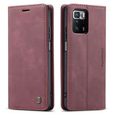 Custodia Portafoglio In Pelle Cover con Supporto C01S per Xiaomi Poco X3 GT 5G Rosso Rosa