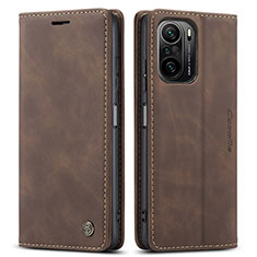 Custodia Portafoglio In Pelle Cover con Supporto C01S per Xiaomi Redmi K40 Pro+ Plus 5G Marrone