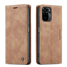 Custodia Portafoglio In Pelle Cover con Supporto C01S per Xiaomi Redmi Note 10 4G Marrone Chiaro