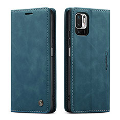 Custodia Portafoglio In Pelle Cover con Supporto C01S per Xiaomi Redmi Note 10 5G Blu