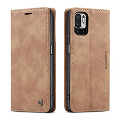 Custodia Portafoglio In Pelle Cover con Supporto C01S per Xiaomi Redmi Note 10 5G Marrone Chiaro