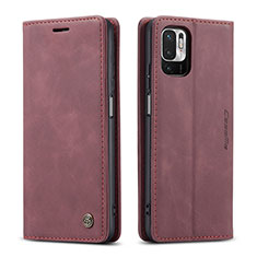 Custodia Portafoglio In Pelle Cover con Supporto C01S per Xiaomi Redmi Note 10 5G Rosso Rosa