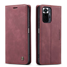 Custodia Portafoglio In Pelle Cover con Supporto C01S per Xiaomi Redmi Note 10 Pro 4G Rosso Rosa