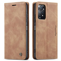 Custodia Portafoglio In Pelle Cover con Supporto C01S per Xiaomi Redmi Note 11 Pro 4G Marrone Chiaro