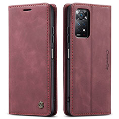 Custodia Portafoglio In Pelle Cover con Supporto C01S per Xiaomi Redmi Note 11 Pro 5G Rosso Rosa