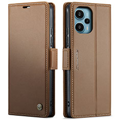 Custodia Portafoglio In Pelle Cover con Supporto C01S per Xiaomi Redmi Note 12 Turbo 5G Marrone