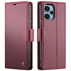 Custodia Portafoglio In Pelle Cover con Supporto C01S per Xiaomi Redmi Note 12 Turbo 5G Rosso Rosa