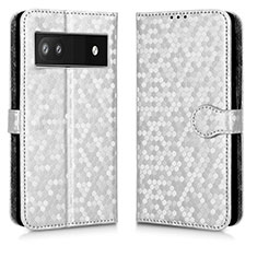 Custodia Portafoglio In Pelle Cover con Supporto C01X per Google Pixel 6a 5G Argento