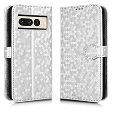 Custodia Portafoglio In Pelle Cover con Supporto C01X per Google Pixel 7 Pro 5G Argento