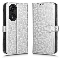 Custodia Portafoglio In Pelle Cover con Supporto C01X per Huawei Honor X5 Plus Argento