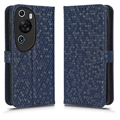 Custodia Portafoglio In Pelle Cover con Supporto C01X per Huawei P60 Art Blu