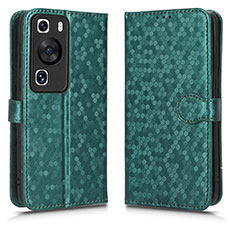 Custodia Portafoglio In Pelle Cover con Supporto C01X per Huawei P60 Pro Verde