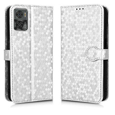 Custodia Portafoglio In Pelle Cover con Supporto C01X per Motorola Moto E22 Argento