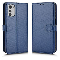 Custodia Portafoglio In Pelle Cover con Supporto C01X per Motorola Moto E32s Blu