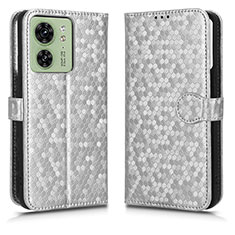 Custodia Portafoglio In Pelle Cover con Supporto C01X per Motorola Moto Edge (2023) 5G Argento