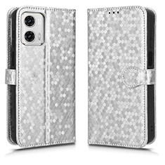 Custodia Portafoglio In Pelle Cover con Supporto C01X per Motorola Moto G53y 5G Argento