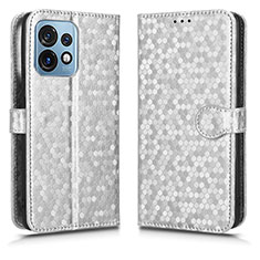 Custodia Portafoglio In Pelle Cover con Supporto C01X per Motorola Moto X40 5G Argento