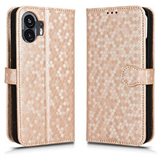 Custodia Portafoglio In Pelle Cover con Supporto C01X per Nothing Phone 2 Oro