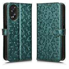 Custodia Portafoglio In Pelle Cover con Supporto C01X per Oppo A18 Verde