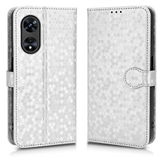 Custodia Portafoglio In Pelle Cover con Supporto C01X per Oppo A58 5G Argento