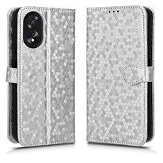 Custodia Portafoglio In Pelle Cover con Supporto C01X per Oppo A78 4G Argento