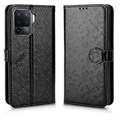 Custodia Portafoglio In Pelle Cover con Supporto C01X per Oppo F19 Pro+ Plus 5G Nero