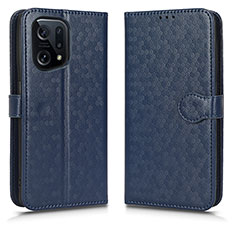 Custodia Portafoglio In Pelle Cover con Supporto C01X per Oppo Find X5 5G Blu